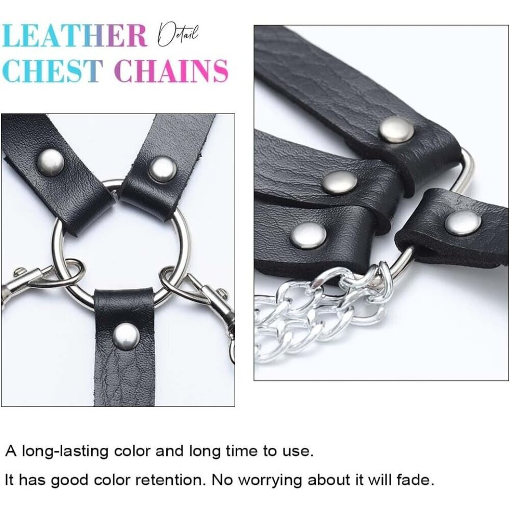 Leather Waist Chain Belt Gothic Rave Body Harness Women Accessories - Picture 3 of 7